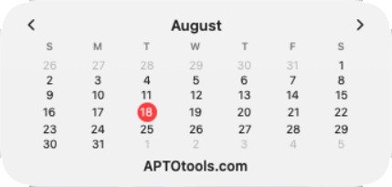 Month Navigator showing August in the medium widget size.