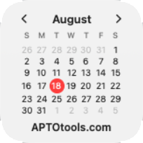 Month Navigator showing August in the small widget size.